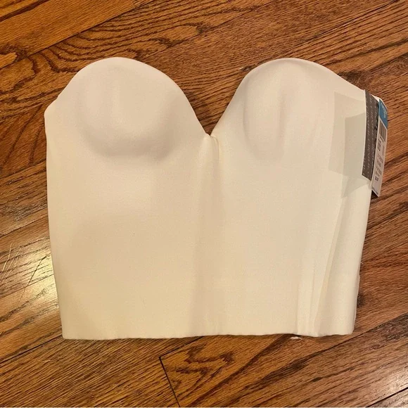 Carnival Invisible Plunge Longline Bra Ivory White Size 36 B - Picture 2 of 5